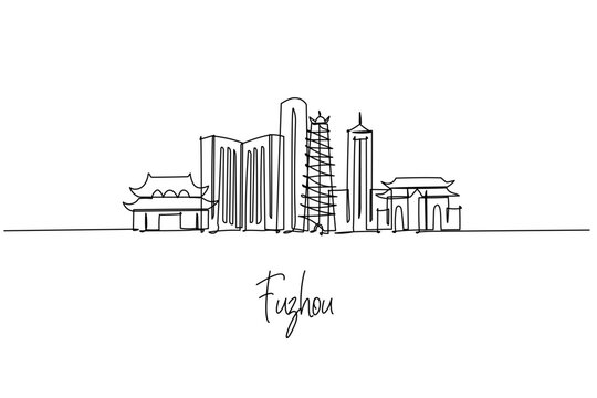 Fuzhou skyline continuous line drawing