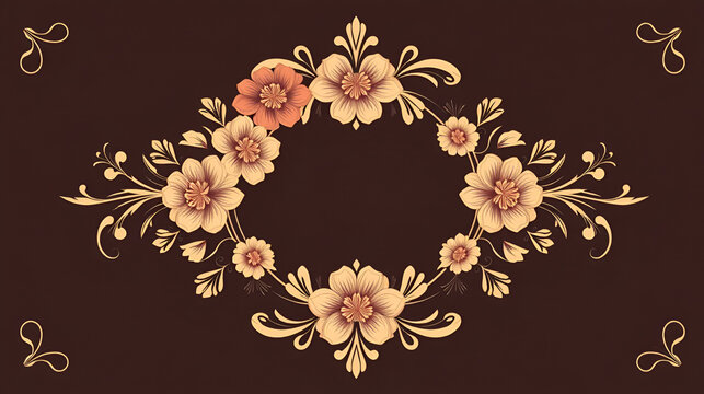 Elegant floral frame. Template for greeting card, invitation, diploma. Vector illustration in retro style