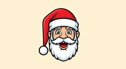 Smiling Santa Claus head with red hat and white beard for holiday season greetings © Avoxel