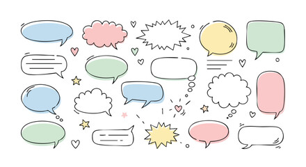 Colorful speech bubbles for social media marketing and creative presentations convey modern conversations now