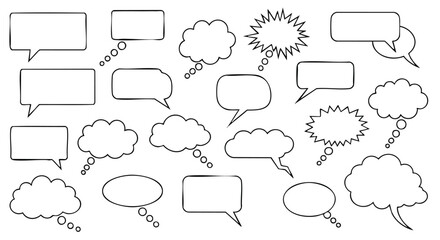 Collection of blank speech bubbles for communication, design, and creative content needs