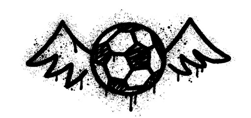 Soccer ball with wings hand drawn in graffiti style   © Abundzu