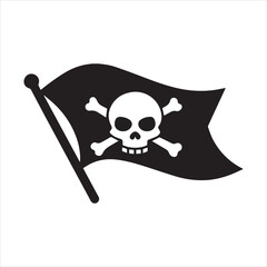 pirate flag with skull silhouette vector