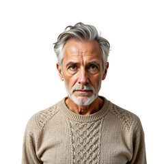 Obraz premium Portrait of an elderly man in a cozy sweater indoor setting close-up shot warm atmosphere reflecting wisdom
