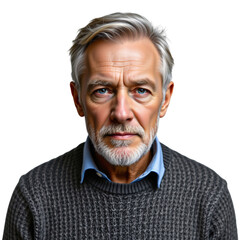 Portrait of a mature man studio photography neutral background close-up character expression