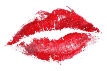 Close Up Red Lipstick Kiss Print On Black Background