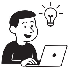 Person Concentrating on Laptop Idea Focus.
