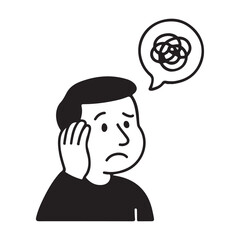Man with Worried Expression and Tangled Thoughts.
