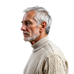 Reflective portrait of an elderly man studio setting high-quality photography soft lighting profile view wisdom and experience