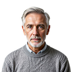 Senior man portrait studio photography neutral background close-up aging and wisdom