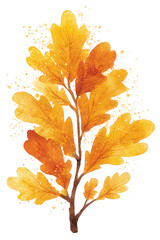 Autumnal Oak Branch With Glittering Leaves
