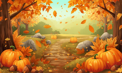 halloween pumpkin of leaves