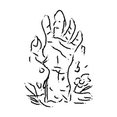 Zombie Hand Rising Hand Drawn Illustration