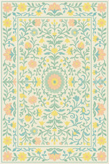 Moroccan Folk art inspired Carpet with modern Pattern in high definition isolated on white canvas with trending colors	