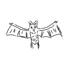 Bat Flying Hand Drawn Halloween Illustration