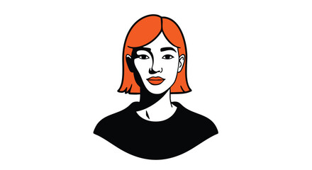 Illustration of a Red-Haired Woman A Portrait of Modern Simplicity