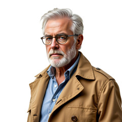 Reflective senior man contemplating life urban portrait close-up in contemporary setting wisdom and experience captured