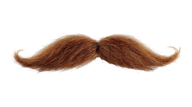Brown Handlebar Mustache on Transparent Background