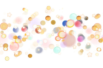 Christmas glowing Star dust particles seamless bokeh shaped blurred overlay, transparent background 
