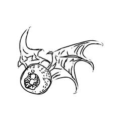 Eyeball with Wings Hand Drawn Spooky Graphic