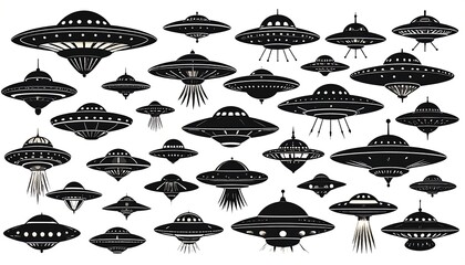 Collection of Black and White Extraterrestrial Craft