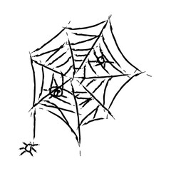 Spooky Spider Web Hand Drawn Illustration