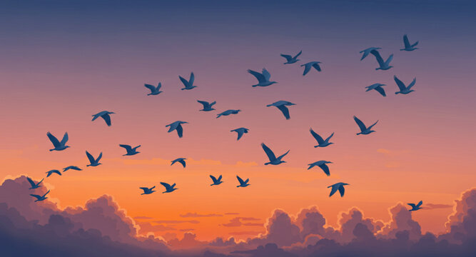 flock of birds flying