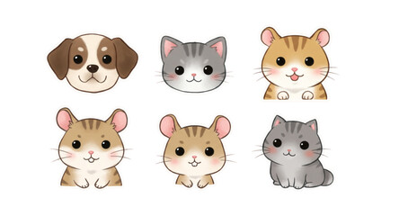 set of funny animals isolated