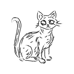 Cute Cat Hand Drawn Halloween Illustration