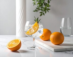 Refreshing citrus drink on marble