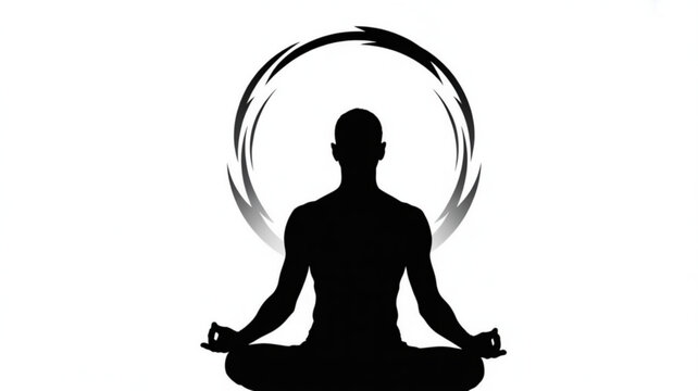 Meditation yoga silhouette zen mindfulness wellness spiritual practice relaxation peace harmony balance chakra aura - Powered by Adobe