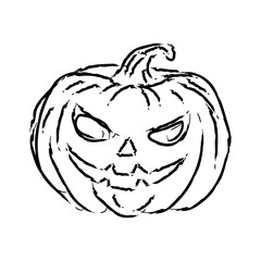 Angry Pumpkin Jack O Lantern Hand Drawn Illustration
