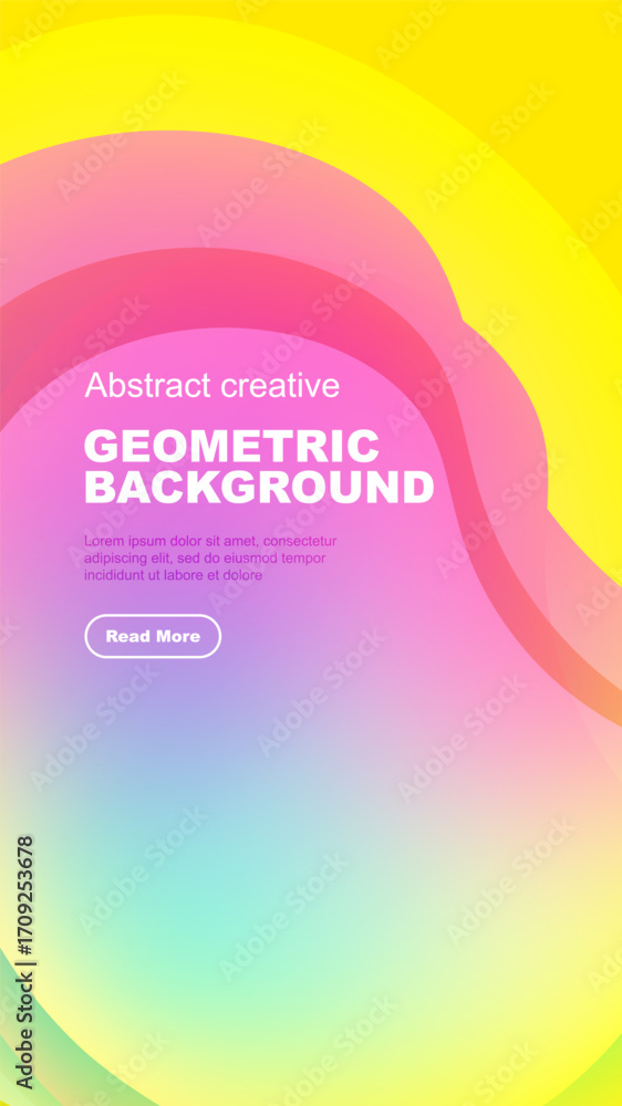 Poster abstract vibrant geometric background. gradient colors blend, creating modern design element. text p