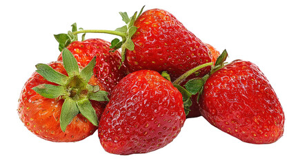 Closeup of Ripe Red Strawberries on Transparent Background