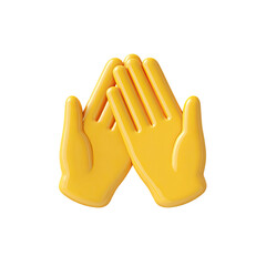 Two yellow hands clapping, 3D style