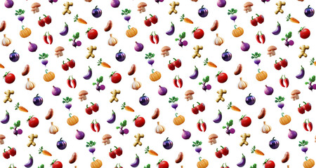 Vegetable pattern on transparent background