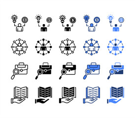 Entrepreneurship, Job search, Prospect, Knwoledge, multiple style icon set.