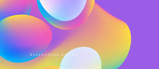 Abstract fluid shapes blend vibrant colors. Gradient hues create dynamic visual texture. Modern design element for backgrounds.