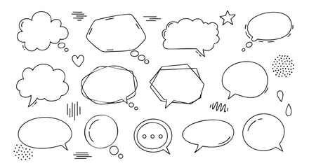 Fototapeta premium Doodle speech bubbles for your designs, handwritten style for creative projects and fun communication