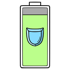 battery protection icon illustration hand drawn isolated vector