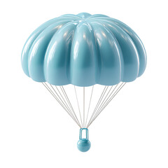 Light-blue, rounded parachute
