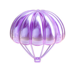 A vibrant, glossy, purple parachute
