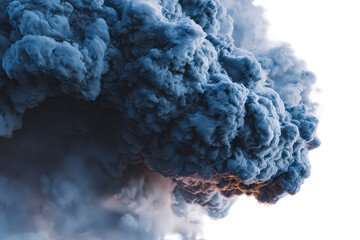 Dense Dark Gray Smoke Cloud With Orange Flames