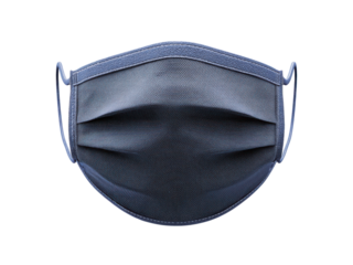 Pleated fabric face covering with ear loops mask, Isolated, Png Transparent Background