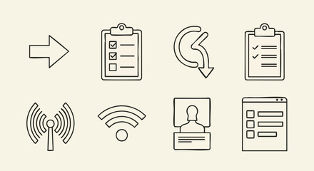 Modern icons for business success, planning, and digital connectivity drive growth