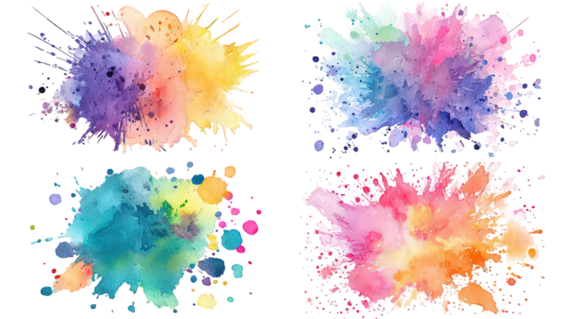 Abstract Watercolor Splatter Paint Splashes
