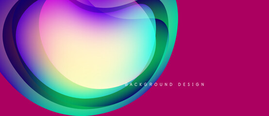 Abstract colorful layers create dynamic visual effect. Pink background complements vibrant hues, modern design element.