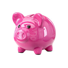 Shiny pink piggy bank, cartoon style