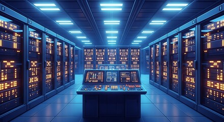 Modern Data Center Control Room.
