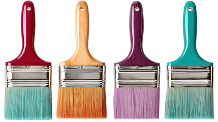 Four Colorful Paintbrushes Displayed